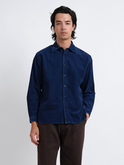 Atlanta Long Sleeve Shirt (Loose Fit) Newson Cord Indigo Blue Rinse